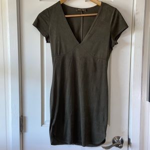 XS felt type material dark army green scalloped bottom